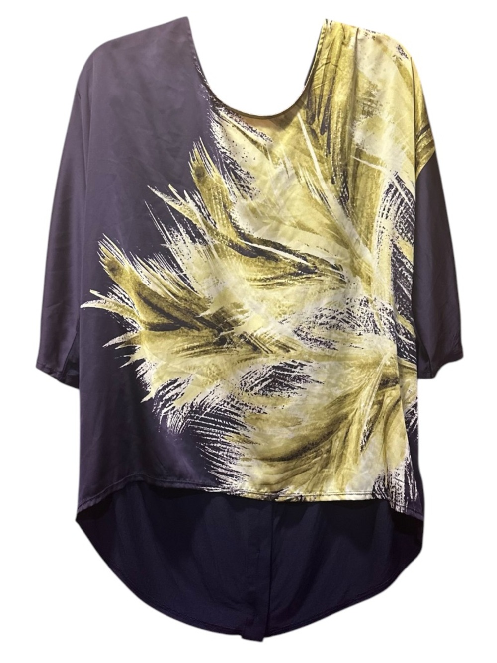 Women's Purple & Yellow Floral Print Scoop Neck Top